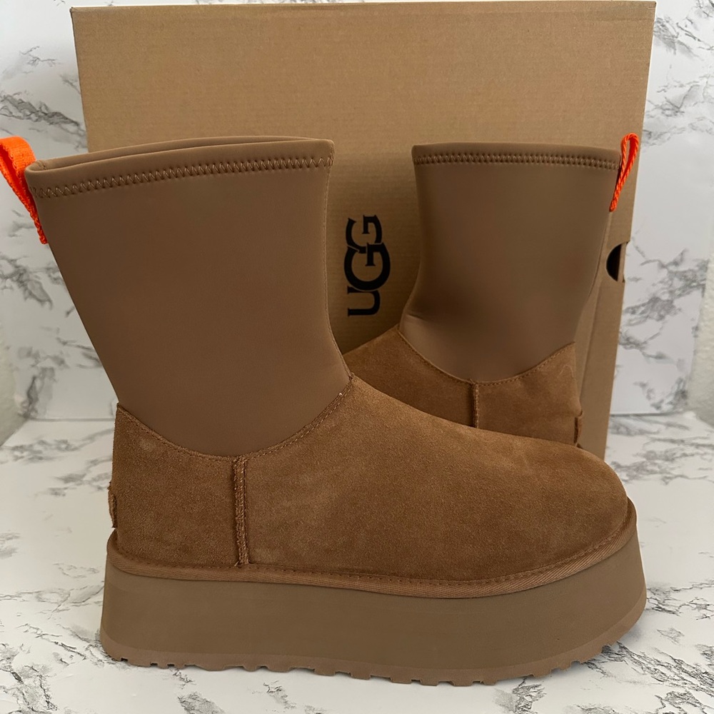 UGG Chestnut Brown Classic Dipper Platform Zip Boots Shoes Women’s Size 11